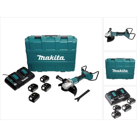 Amoladora angular sin cable Makita DGA 900 PT4KX2 36V ( 2x18V ) 230mm sin escobillas + 4x batería 5.0Ah + cargador doble + Ezynut + maletín (1/5)