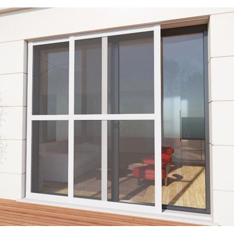 Mosquitera deslizante puerta acristalada - L160 x H240cm - Blanco texturado
