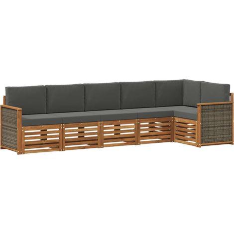 Conjunto de sofás de exterior 6 uds. Natural y Antracita vidaXL (1/5)