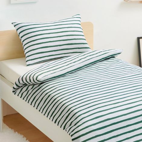 Ensemble de Housse de Couette Réversible en Microfibre pour Enfant 100 x 135 cm et 1 Taie d'Oreiller 40 x 60 cm pour Berceau, Vert (1/5)