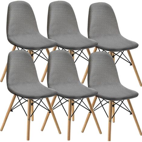 Housses de chaise extensibles Jacquard modernes, lot de 6, gris clair (1/5)