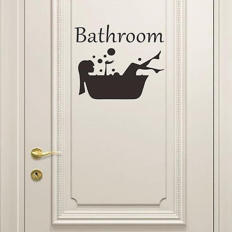 logo Salle De Bain Classique Autocollant Pour Porte De Maison Autocollant Mural Dcoratif Auto-adhsif (1/5)