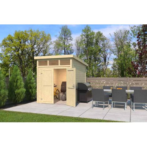Kibo 2-Log Cabin, Wooden Garden Room, Timber Summerhouse, Home Office - L220 x W273.8 x H245.1 cm