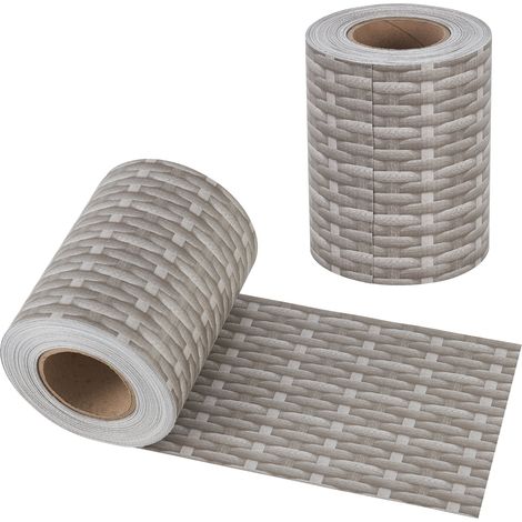 Bande de brise-vue PVC 35 m x 19 cm 6,65 m² gris avec aspect rotin (1/4)