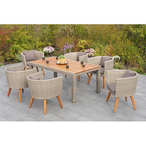 Imperia Set 7tlg 6 Sessel Tisch 180x100cm