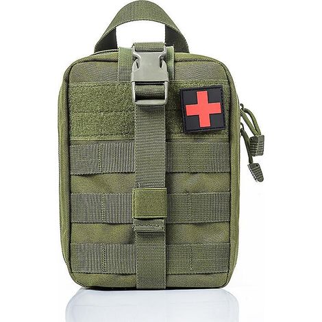 trousse De Premiers Secours De Voyage (vert Arme), Sac Edc Multifonctionnel, Trousse De Premiers Secours Souple, Velcro, Trousse Mdicale Tactique