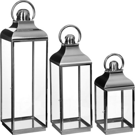 Deko Laterne, Laterne, Kerzenständer, Metall, 3er Set