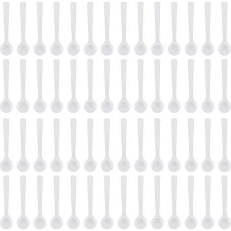 Lot de 100 cuillères doseuses en plastique pour poudre, avec long manche, pour cosmétiques.-9.50X2.20X2.00CM-White
