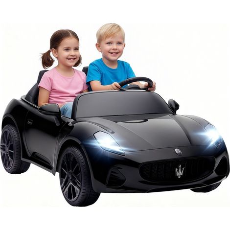 Auto elettrica per bambini Maserati a 2 posti 12V con telecomando luci LED e musica nera MODENUIT (1/5)