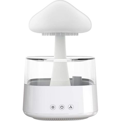 Regenlampen-Luftbefeuchter 450 ml, Diffusor für ätherische Öle, Regenwolken-Luftbefeuchter mit 7 farbigen LED-Lichtern, Regenpilzlampe für Zuhause, Büro und Schlafzimmer (weiß) FLITI (1/4)