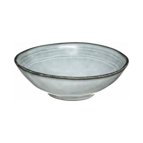 Bol para flores de gres redondo azul de 15 cm de diámetro.