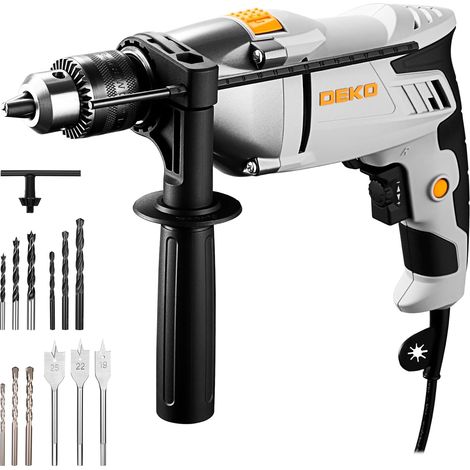 Perceuse à Percussion Filaire 950W, Perceuse 2-en-1 6 Vitesses, 2800 RPM, 48,000 BPM, Mandrin Métallique 13mm, 12 Mèches (Diamètre de Perçage Dans l'Acier/le Bois/la Maçonnerie : 13/30/12 mm) (1/5)