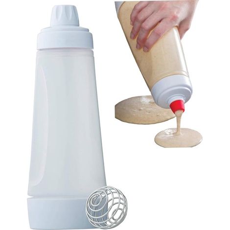 Contenitore dosatore per pastella per pancake, realizzato in plastica sicura e leggera con graduazioni, utensile da cucina per muffin e cupcake. (1/5)