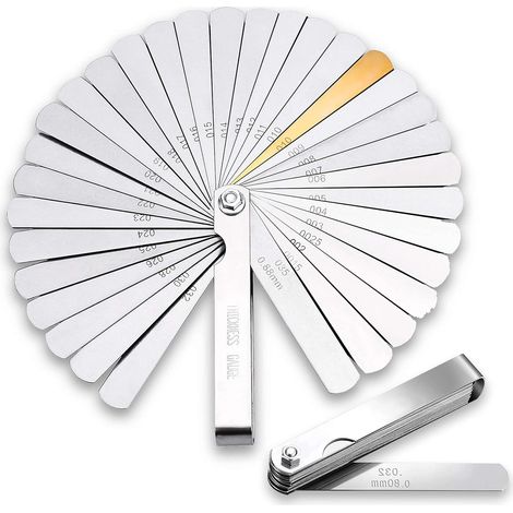 Jeu De Cales D'épaisseur - 32 Lames - Acier Inoxydable - Mesure Précise Moteur Et Bougie - 90 MM (1/5)