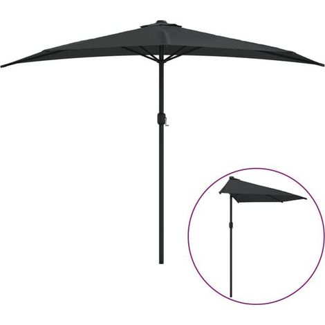 Pare-soleil de balcon, poteau en aluminium noir, 300 x 155 x 223 cm, modèle semi-ouvert (1/5)