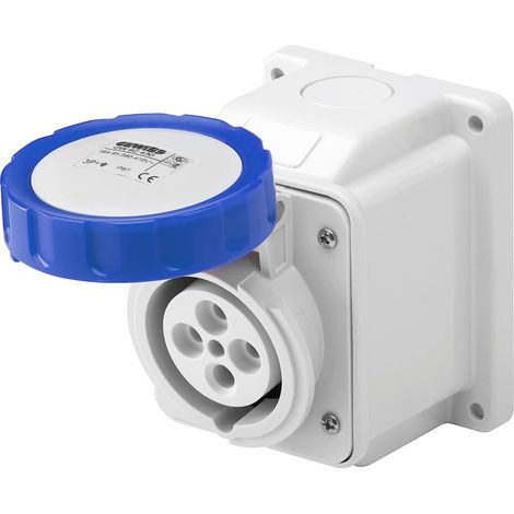 Presa Fissa Incasso 10 Gradi IP44 2P+T 16A 200-250V Blu Cablaggio A Vite