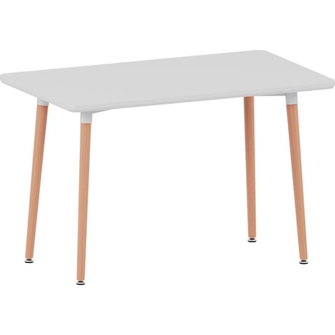 Batley 4 Seater Square Dining Table MDF Solid Beech Wood Dining Kitchen Furniture, White