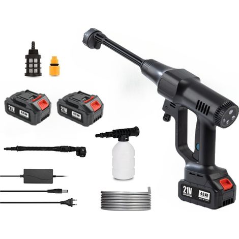 Idropulitrice Senza Fili Brushless per Batteria 18V, Idropulitrice Portatile per Auto Casa Giardino Terrazza(Con 2 Batterie)