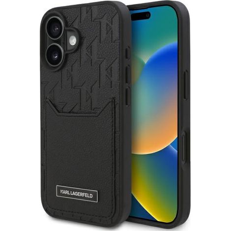 Karl Lagerfeld Cardslots Monogram Schwarze iPhone 16 Hülle (1/5)