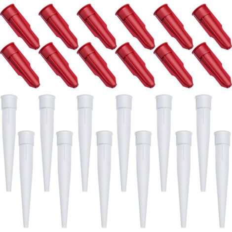 Sollbry 12 pièces Buses de rechange en plastique, buses de calfeutrage, capuchons de buses de pistolet à mastic refermables Couvercles de buses de pistolet à calfeutrer (1/5)