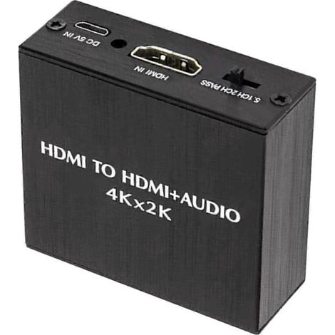 Répartiteur audio HDMI compact avec deux sorties audio et connectivité améliorée pour les haut-parleurs. (1/5)