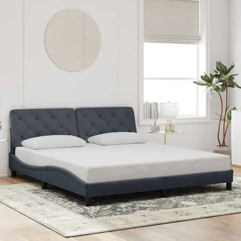 Cadre de lit sans matelas gris foncé 180x200 cm velours (1/5)