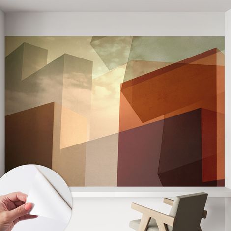 Papier peint adhésif décoratif pour chambre et salon Design moderne à poser facilement Formes abstraites 152x104 cm (1/5)