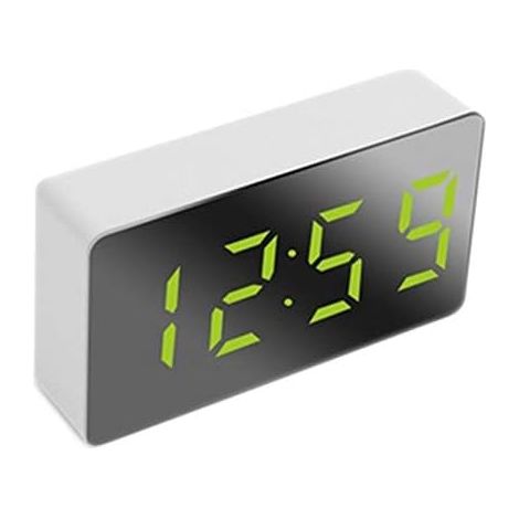 Mini reloj despertador digital LED de escritorio con pantalla de temperatura, reloj de mesita de noche USB para decoración de dormitorio, color verde. (1/5)
