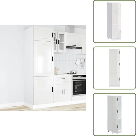 Armadio da cucina con porte - vidaXL Armadio da Cucina Porto Bianco Lucido in Legno Multistrato - Armadio da cucina con piedini
