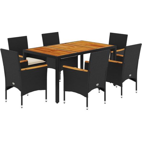 Maison Exclusive - Ensemble à manger de jardin et coussins 7pcs noir rotin acacia (1/5)