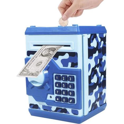 Mini elektronische Spardose RisingFF für Kinder, Spielzeug-Tresor mit Passwort und Zahlenschloss.