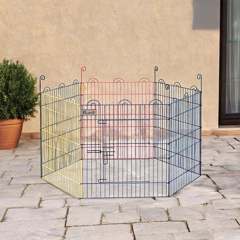 Barrière pour chien multicor en métal 120 x 120 x 60 cm (1/5)