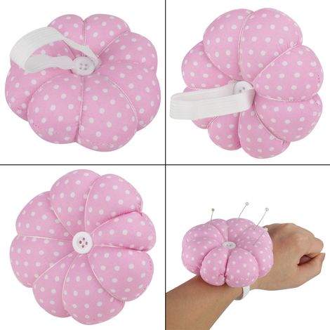 Neues Nadelkissen für Nähnadeln, kürbisförmiger Nadelhalter, Handschlaufe, Bastelwerkzeug (rosa) (1/5)