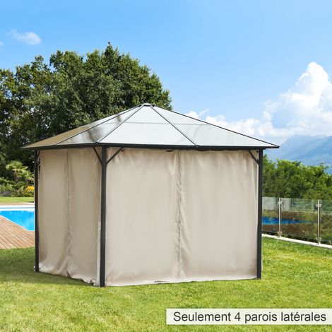 4 panneaux latéraux pour pergola rigide 300x300 cm, pare-vent, anti-pluie et anti-soleil, teinte beige (1/5)
