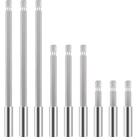 Set di 9 portainserti magnetici, prolunga magnetica per inserti da 1/4", prolunga portainserti in acciaio al carbonio per avvitatori elettrici, manuali e pneumatici.