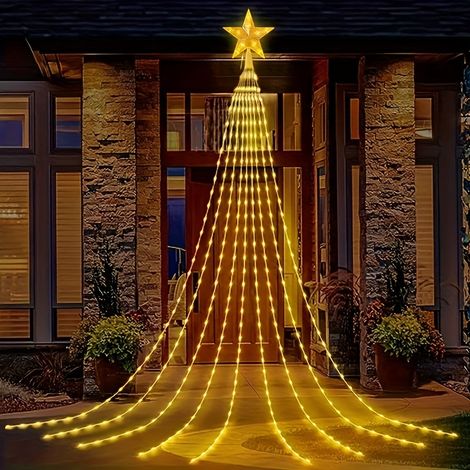 Guirlande Lumineuse Sapin de Noël Avec Etoile, 2M9 Branche 192 LEDs Etanche Guirlande Lumineuse Arbre Noël avec 8 Modes d'Eclairage, Télécommande (1/5)