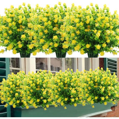 6 Bundles Fleurs Artificielles Extérieures Résistantes aux UV Plantes Artificielles Extérieures Fleur en Vrac Jardinières Suspendues Vase de Porche Extérieur Décoration de Fenêtre de Maison (1/5)