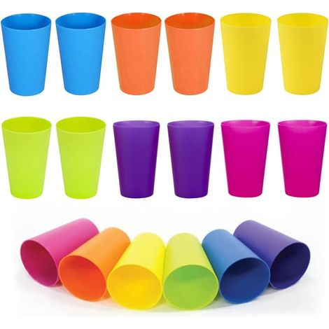 Lot de 24 gobelets en plastique réutilisables de 260 ml, adaptés au rinçage, au stockage, aux jus, à la bière et autres boissons. (1/4)