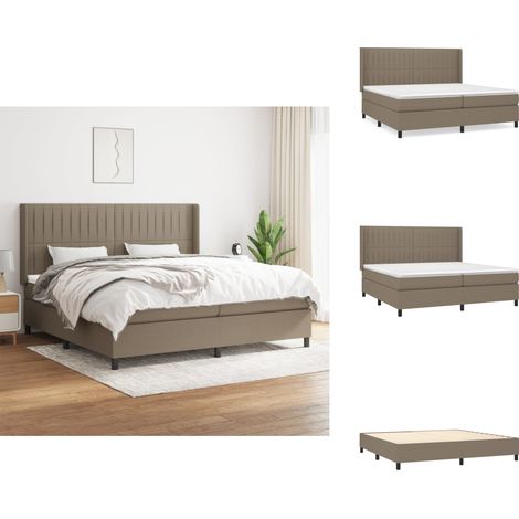 Sommier à lattes de lit avec matelas Taupe 200x200 cm Tissu - Lit Tapissier - Lit Double - Matelas Ressorts Ensachés - Literie Taupe - Meuble Chambre À Coucher (1/5)
