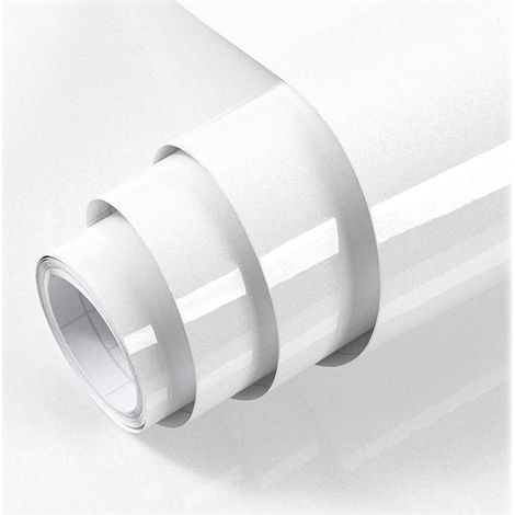 Online Store – Papier adhésif pour meuble blanc brillant 40x300cm – Imperméable vinyle autocollant – Pour surfaces lisses et plates – Facile à nettoyer (1/5)