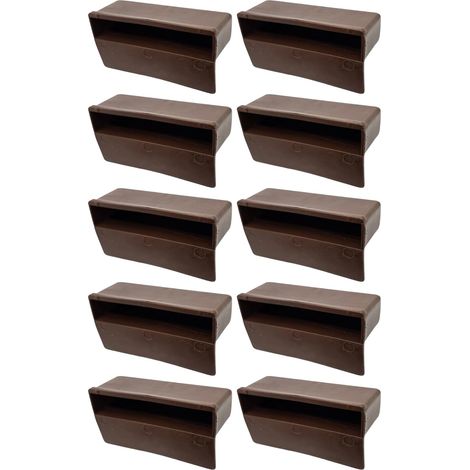 10x Embout support de latte monolatte 63 x 12 mm en plastique pour sommier Cadre Bois Embout Lit Meuble Fixation Languette Agrafe Vis, Marron foncé (1/5)
