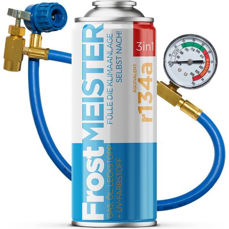 FROSTMEISTER 3in1 400ml - Bomboletta R134a + Tubo KIT SELF-SERVICE PER ARIA CONDIZIONATA (1/5)