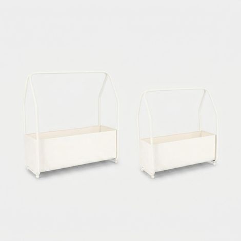Set de 2 maceteros modernos de acero Bizzotto Keyra - Blanco (1/2)