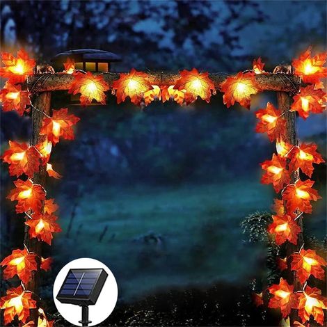 Guirlande Lumineuse Solaire - Feuilles D'érable - 16,4 Pieds 50 LED - Étanche - Pour Extérieur Jardin Terrasse - 1 Pièce (1/5)