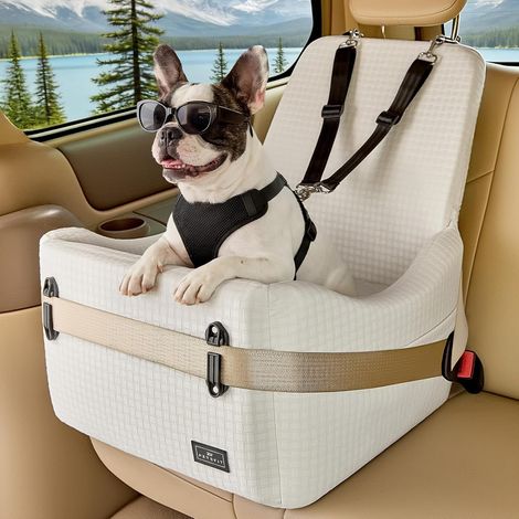 Car Seat for Small/Medium Dogs up to 35 lbs - Safety System, 5" Memory Foam Booster Car Seat, Fully Removable and (1/5)