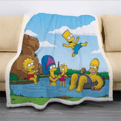 1 plaid The Simpsons, polaire extra douce, microfibre légère, motif iconique, pour adulte et enfant, 60 x 120 cm (1/4)