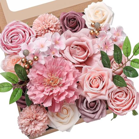 20 Roses artificielles, fleurs en mousse et soie, latex souple, pour bouquets de mariage, centres de table, décoration maison (1/5)