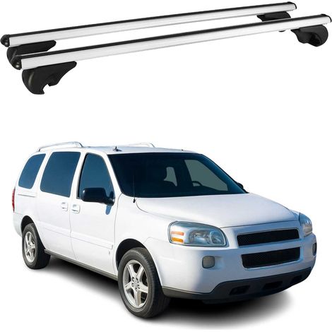 OMAC Barres de toit en aluminium pour Chevrolet Uplander 2005-2009 – TÜV / DIN 75302:2019 – Antivol inclus – Charge max 75 kg – 2 barres Argent (1/4)