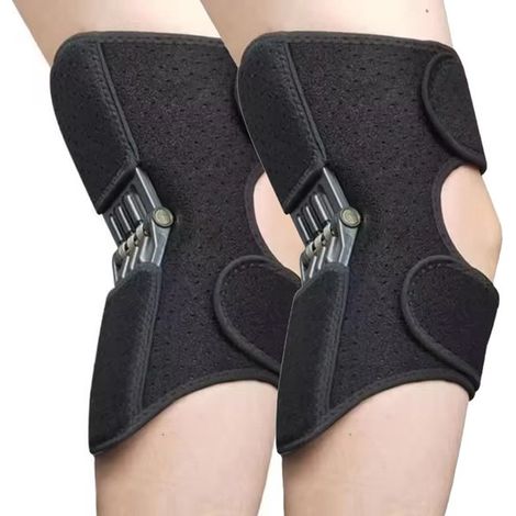 Genouillère à ressort, 2 pièces, orthèse réglable pour le sport et le quotidien, en matériau respirant (1/2)