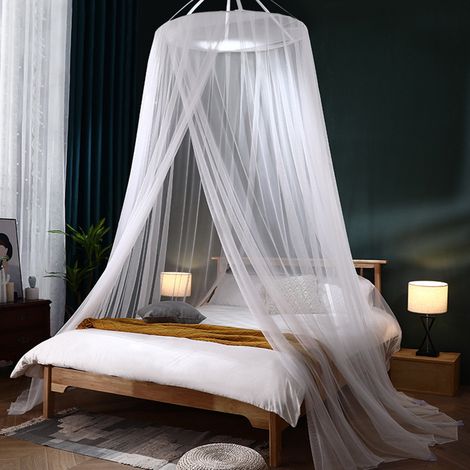Mosquitera grande para cama, dosel para cama individual, king o matrimonial, ideal para proteger contra insectos. Diámetro 85 cm, altura 280 cm, circunferencia del dobladillo 1100 cm.